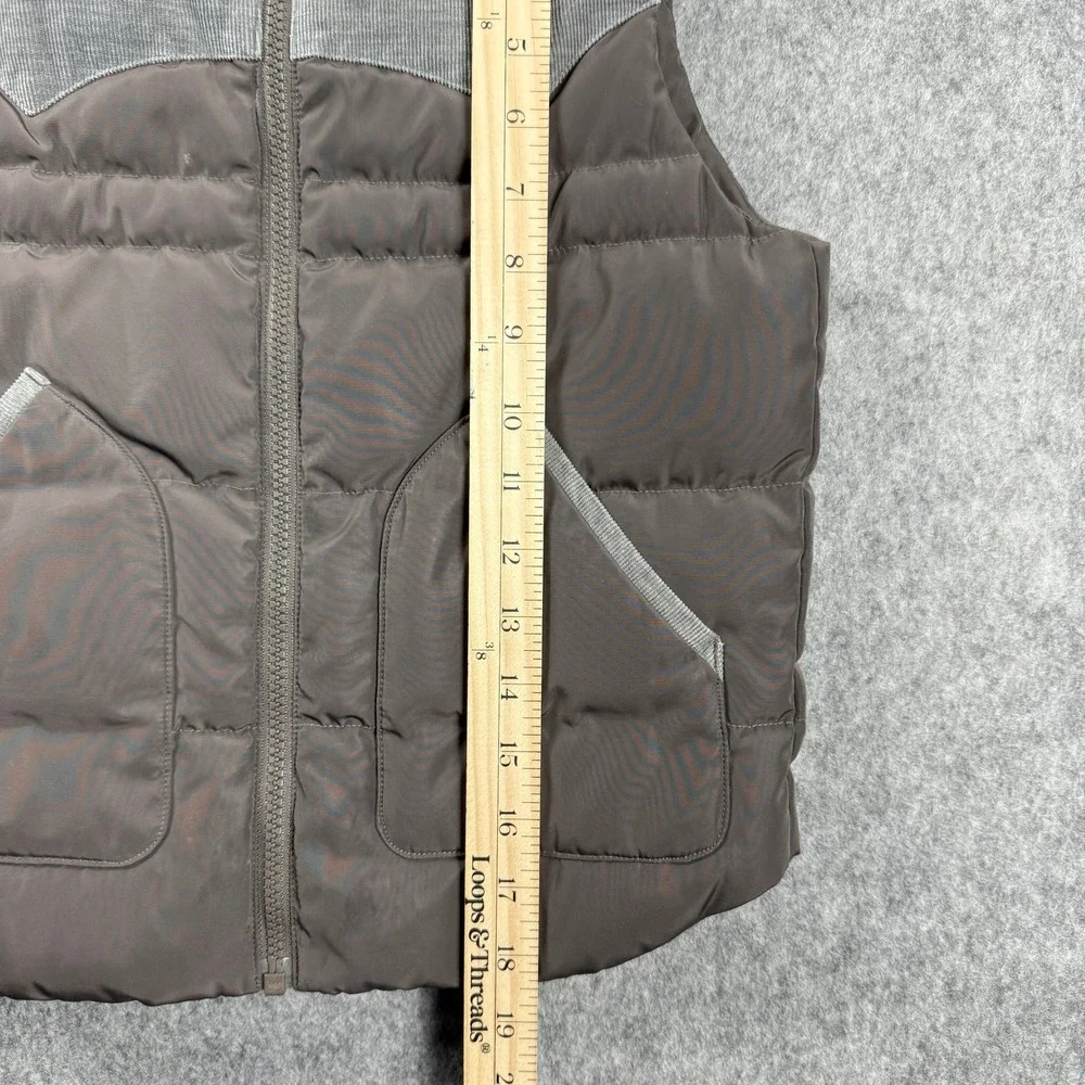 UNIQLO Kids Down Feather‎ Puffer Vest Size 130 7-8 Gray Black Fleece